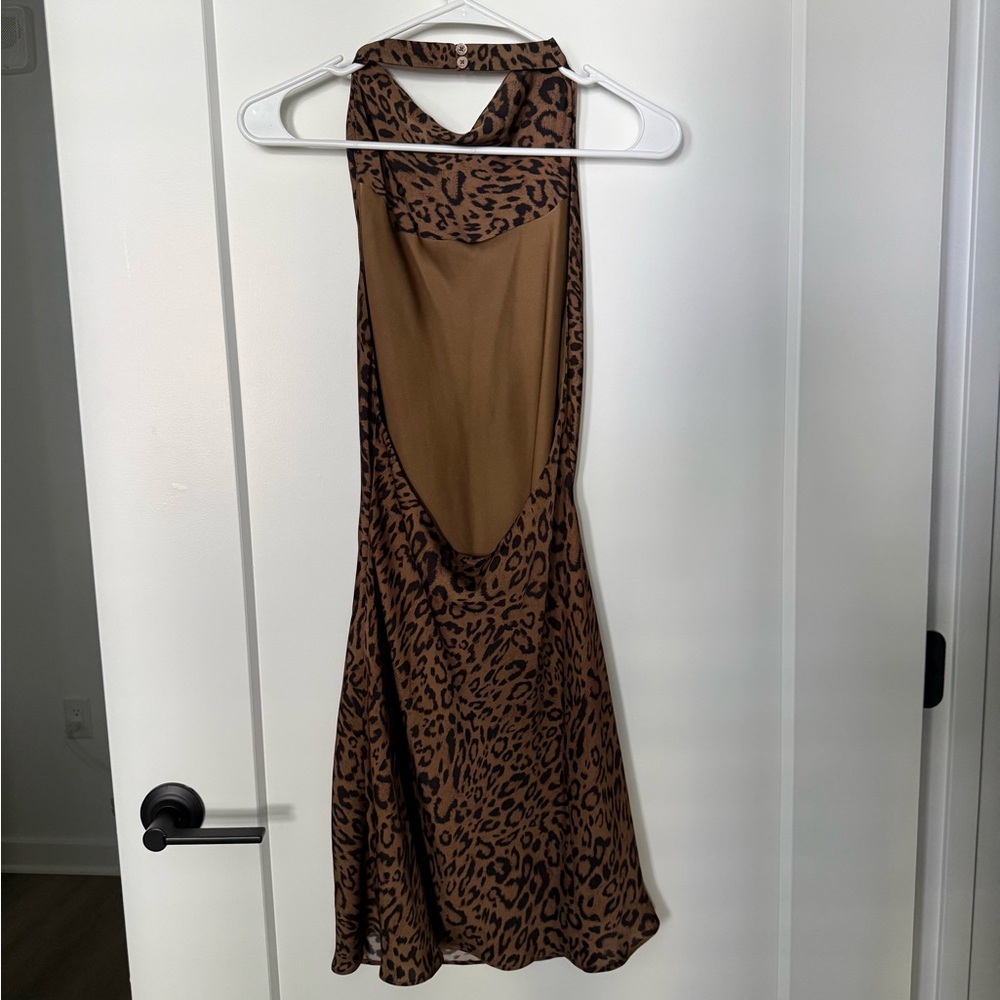 ARITZIA Babaton Brown Leopard Print Backless Dress - Picture 2 of 4